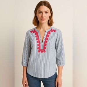 Vineyard Vines Striped Embroidered Blouse👚